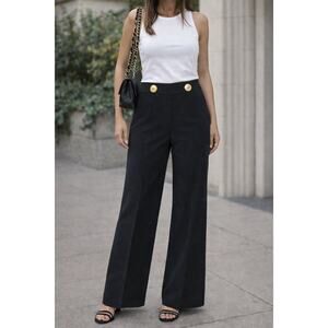 Zara Woman Black High Waisted Wide Leg Dress Pants NWT
